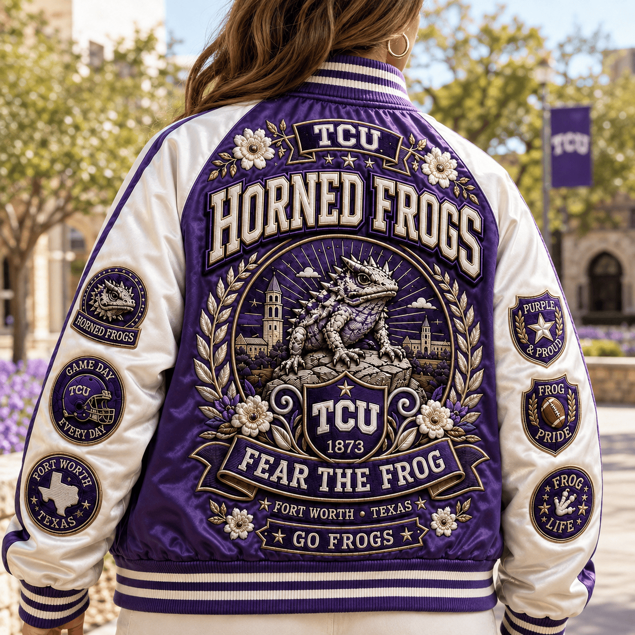 PREMIUM TCU SATIN BASEBALL JACKET NTNA